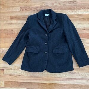 LL Bean Charcoal Wool Cashmere Vintage Boyfriend Blazer Sz 8
